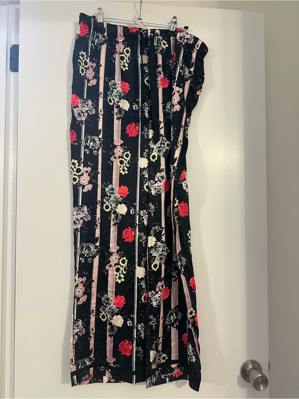 Victorias Secret Rose Striped Satin Sleep Pants
